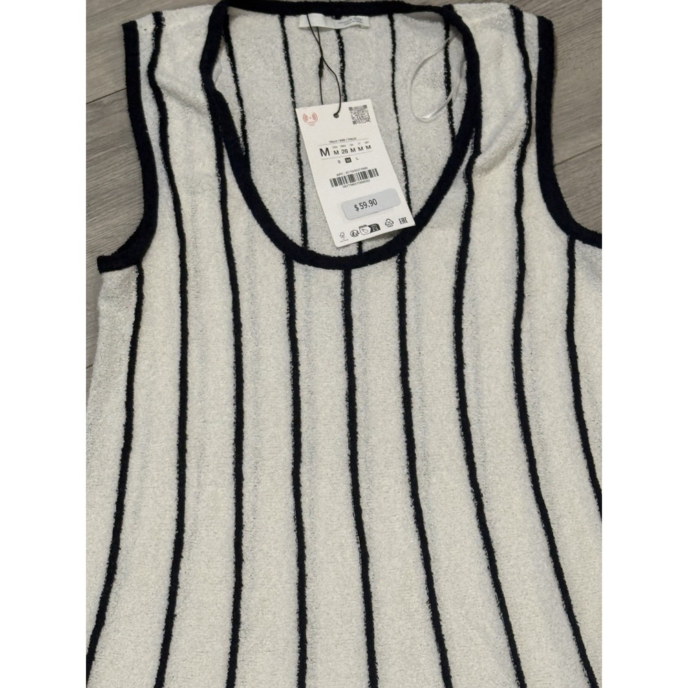 Zara NWT Navy Stripe Sleeveless Knit Maxi Dress Medium - Picture 4 of 10